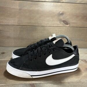 nike court legacy womens size 8 shoes black canvas casual walking sneakers